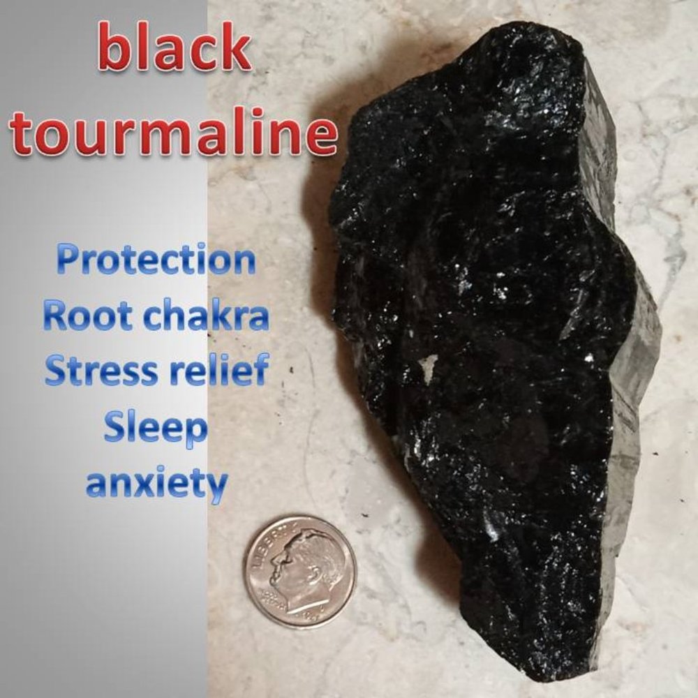 Black TOURMALINE stone chunk healing : protection chakra 07